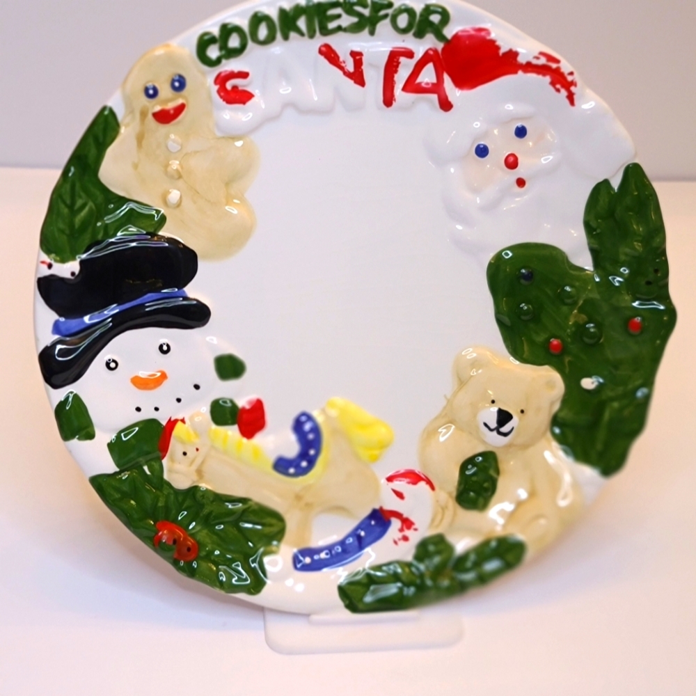 Vintage 3D Cookies For Santa Embossed 9' plate